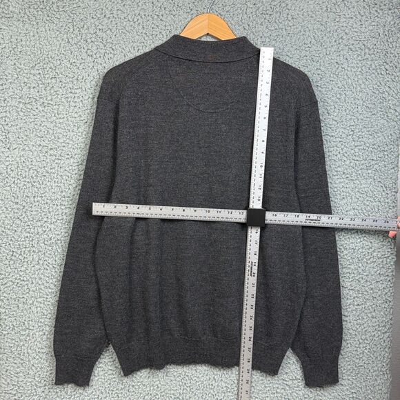 Club Room Sweater XL Gray Merino Wool Acrylic Collared Henley Long Sleeve - Picture 4 of 7
